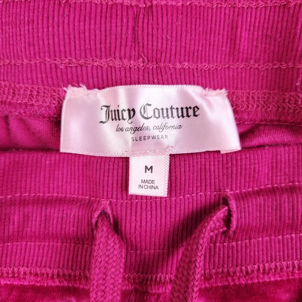 Juicy Couture Sleepwear Pajama Pants Women Medium Pink Rhinestone With Socks NWT